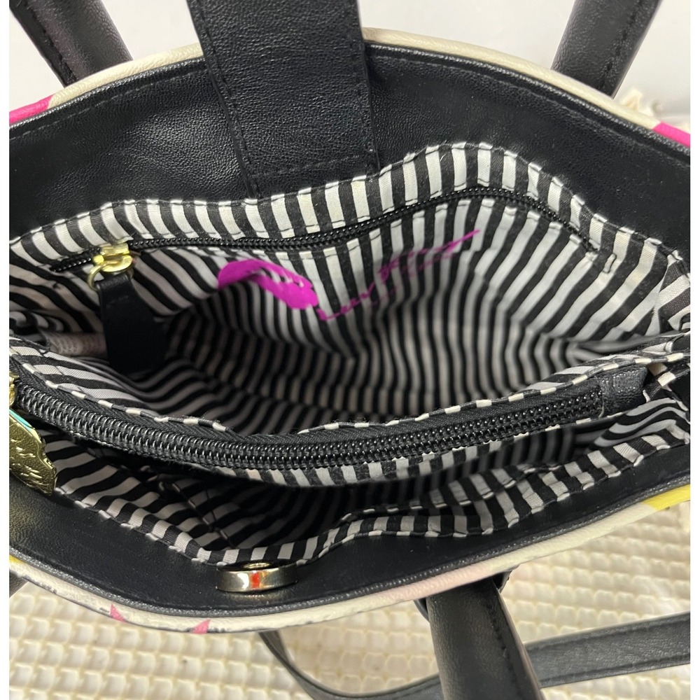 Betsey Johnson Crossbody Shoulder striped Stars Print Black & white Cloud - Picture 7 of 10